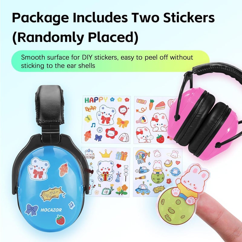 Hocazor 2 Pack HZ015 Kids Ear Protection Safety Earmuffs Durable Noise Cancelling Headphones, pink+blue - Image 4